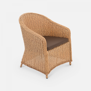 Кресло плетеное с подушкой ReeHouse Primo алюминий, искусственный ротанг, олефин индийское дерево, коричневый Фото 4