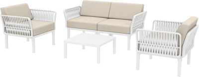 Диван пластиковый двухместный с подушками Siesta Contract Portofino Lounge стеклопластик, полипропилен, полиэстер белый, бежевый Фото 5