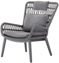Кресло лаунж плетеное с подушками Grattoni Tropea алюминий, роуп, олефин антрацит, темно-серый, угольный Фото 1