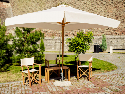 Зонт профессиональный 3х3 м Scolaro Palladio Standard дерево ироко, акрил натуральный, слоновая кость Фото 3