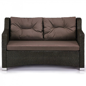 Диван плетеный двухместный Afina S51A-W53 Brown искусственный ротанг, сталь коричневый Фото 2