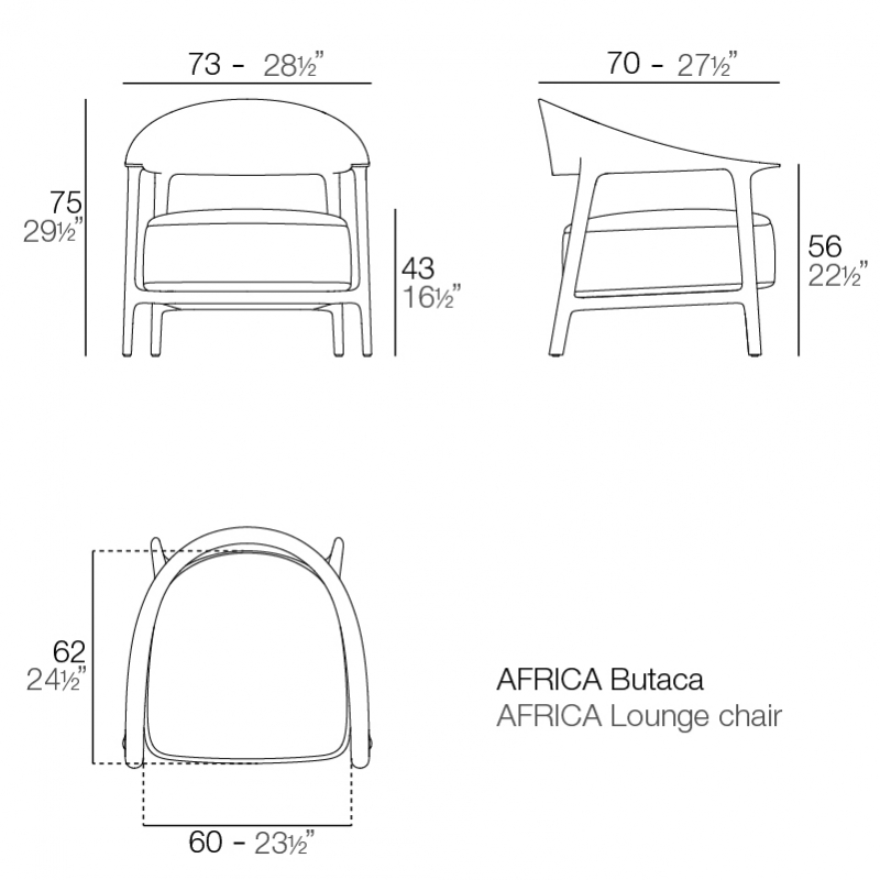 Кресло лаунж пластиковое с обивкой Africa Basic