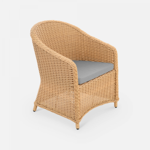 Кресло плетеное с подушкой ReeHouse Primo алюминий, искусственный ротанг, олефин индийское дерево, серый Фото 5