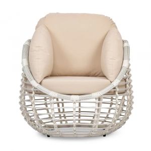 Кресло плетеное с подушками ReeHouse Lotus алюминий, искусственный ротанг, олефин доминикана, бежевый Фото 4