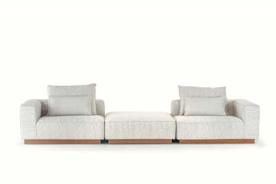 Диван модульный с подушками Grattoni Don тик, алюминий, олефин тик, бежевый Фото 4