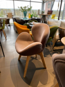 Кресло с обивкой Beon Swan Wood Legs (Arne Jacobsen) A062 дерево, кашемир натуральный, серо-коричневый Фото 5