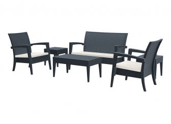 Кресло пластиковое плетеное с подушкой Miami Lounge Armchair