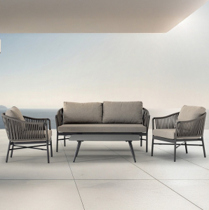 Комплект плетеной мебели Grattoni Monaco алюминий, роуп, олефин антрацит, тортора, коричневый Фото 5