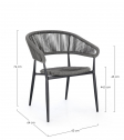 Кресло металлическое плетеное Garden Relax Algaida алюминий, роуп антрацит, серый Фото 2