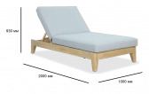 Шезлонг-лежак деревянный с матрасом Tagliamento Cano акация, ткань светлый тик, светло-серый Фото 2