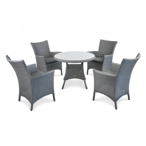 Кресло плетеное с подушкой ReeHouse Kipr алюминий, искусственный ротанг, оксфорд лунный свет, темно-серый Фото 6