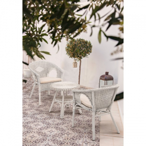 Стол плетеный кофейный Garden Relax Alliss натуральный ротанг белый Фото 5