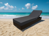 Шезлонг-лежак плетеный с матрасом ReeHouse Mantera оцинкованная сталь, искусственный ротанг, акрил коричневый люкс, серый Фото 1