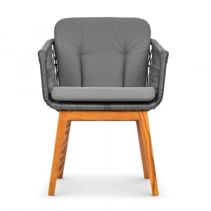 Кресло плетеное с подушками ReeHouse Letto 2я ТР алюминий, ясень, искусственный ротанг, олефин черный металлик, серый Фото 7