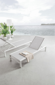Шезлонг-лежак текстиленовый Garden Relax Skipper алюминий, текстилен белый Фото 4