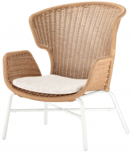 Кресло лаунж плетеное с подушкой Grattoni Ocean алюминий, искусственный ротанг, олефин белый, натуральный, бежевый Фото 1