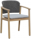 Кресло деревянное с подушкой Tagliamento Freeport акация, роуп, ткань песочный, угольный, серый Фото 1