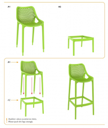 Стул пластиковый барный Air Bar 75