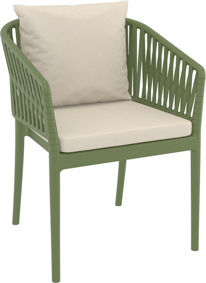 Кресло пластиковое с подушками Portofino, оливковый, бежевый