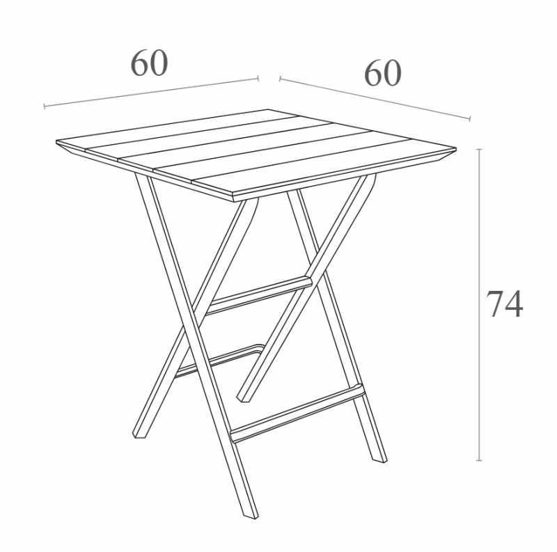 Стол пластиковый складной Helen Folding Table 60, бежевый, 600х600х740 мм