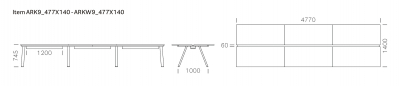 Стол ламинированный с каналом для протяжки проводов PEDRALI Arki-Table Desk сталь, ЛДСП светло-серый Фото 2
