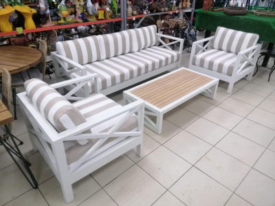 Комплект металлической мебели JOYGARDEN Mia L алюминий, олефин белый Фото 2