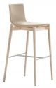 Стул барный с обивкой PEDRALI Malmo сталь, ясень, натуральная кожа матовый стальной, беленый ясень, хаки Фото 1