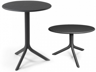 Стол пластиковый обеденный Step + Step Mini, антрацит, Ø605х400-765 мм