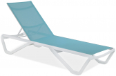 Шезлонг-лежак металлический PAPATYA Wave Paint алюминий, стеклопластик, батилин белый, бирюзовый Фото 1