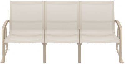 Диван пластиковый трехместный Siesta Contract Pacific Lounge стеклопластик, текстилен бежевый Фото 1