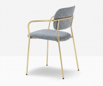 Кресло с обивкой PEDRALI Jazz сталь, ткань античная латунь, бело-голубой Фото 6