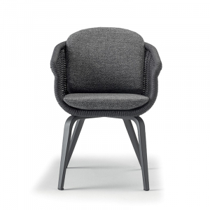 Кресло плетеное с подушками Grattoni Melrose алюминий, роуп, олефин антрацит, темно-серый, угольный Фото 5