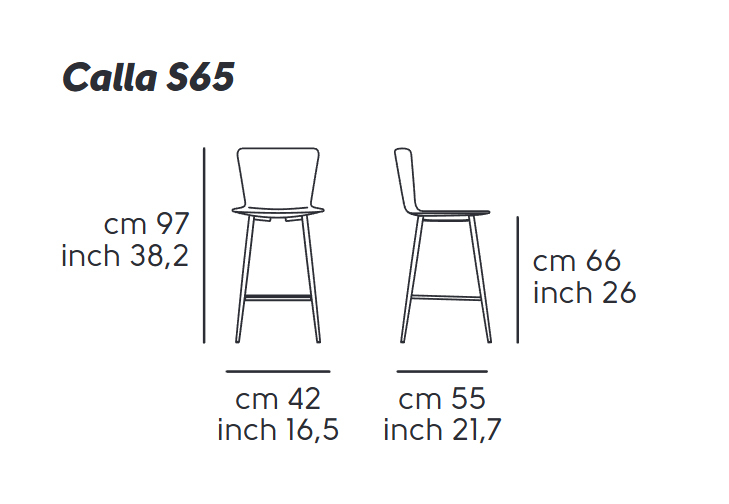 Стул полубарный пластиковый Calla S65 M PP