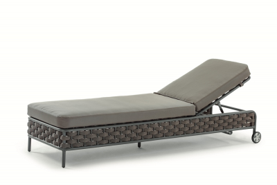 Лежак плетеный с матрасом Grattoni Panama алюминий, роуп, текстилен антрацит, коричневый, тортора Фото 5