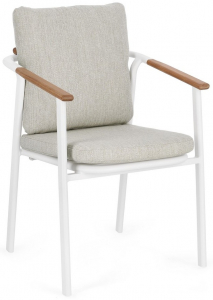 Кресло металлическое с подушками Garden Relax Leonida алюминий, тик, олефин белый Фото 1