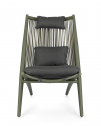 Лаунж-стул плетеный с подушками Garden Relax Aloha алюминий, роуп, полиэстер зеленый, темно-серый Фото 3