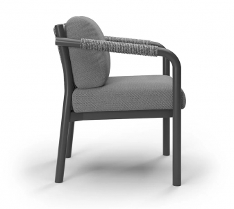 Кресло плетеное с подушкой SNOC Lorvain Nightfall алюминий, роуп, олефин черный, серый Фото 4