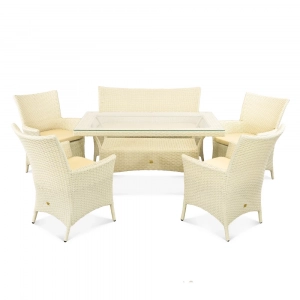 Кресло плетеное с подушкой ReeHouse Kipr алюминий, искусственный ротанг, оксфорд доминикана, светло-бежевый Фото 4