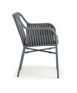 Кресло плетеное с подушкой Grattoni Beverly алюминий, роуп, олефин антрацит, темно-серый, угольный Фото 6