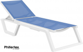 Шезлонг-лежак пластиковый Siesta Contract Rio стеклопластик, текстилен белый, синий Фото 14
