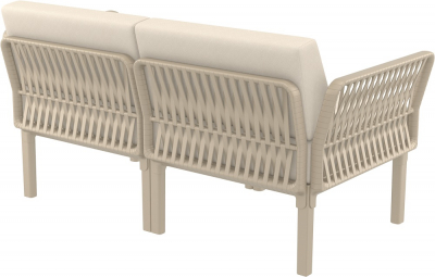 Диван пластиковый двухместный с подушками Siesta Contract Portofino Lounge стеклопластик, полипропилен, полиэстер бежевый, бежевый Фото 8