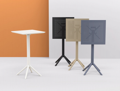 Комплект пластиковых барных складных столов Siesta Contract Sky Folding Bar Table 60 Set 4 сталь, пластик темно-серый Фото 17