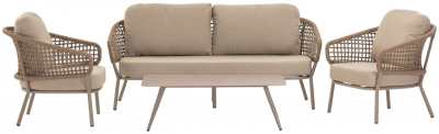 Комплект плетеной мебели Grattoni Atol алюминий, роуп, олефин тортора, шампанское Фото 1