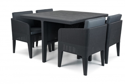 Комплект пластиковой мебели Keter Columbia set 7 pcs пластик с имитацией плетения графит Фото 3