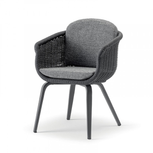 Кресло плетеное с подушками Grattoni Melrose алюминий, роуп, олефин антрацит, темно-серый, угольный Фото 4