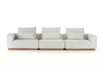 Диван модульный с подушками Grattoni Don тик, алюминий, олефин тик, бежевый Фото 4