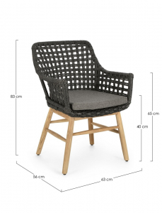 Кресло плетеное с подушкой Garden Relax Wilson тик, алюминий, искусственный ротанг, олефин натуральный, черный, серый Фото 2