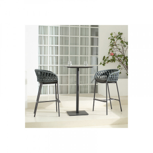 Кресло барное плетеное с подушкой Grattoni Tahiti алюминий, роуп, текстилен тортора, серебристый серый, тортора Фото 6