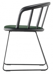 Кресло деревянное на полозьях с обивкой-thumbs-Фото1