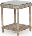 Столик плетеный кофейный BraFab Catherine алюминий, искусственный ротанг, стекло бежевый Фото 1